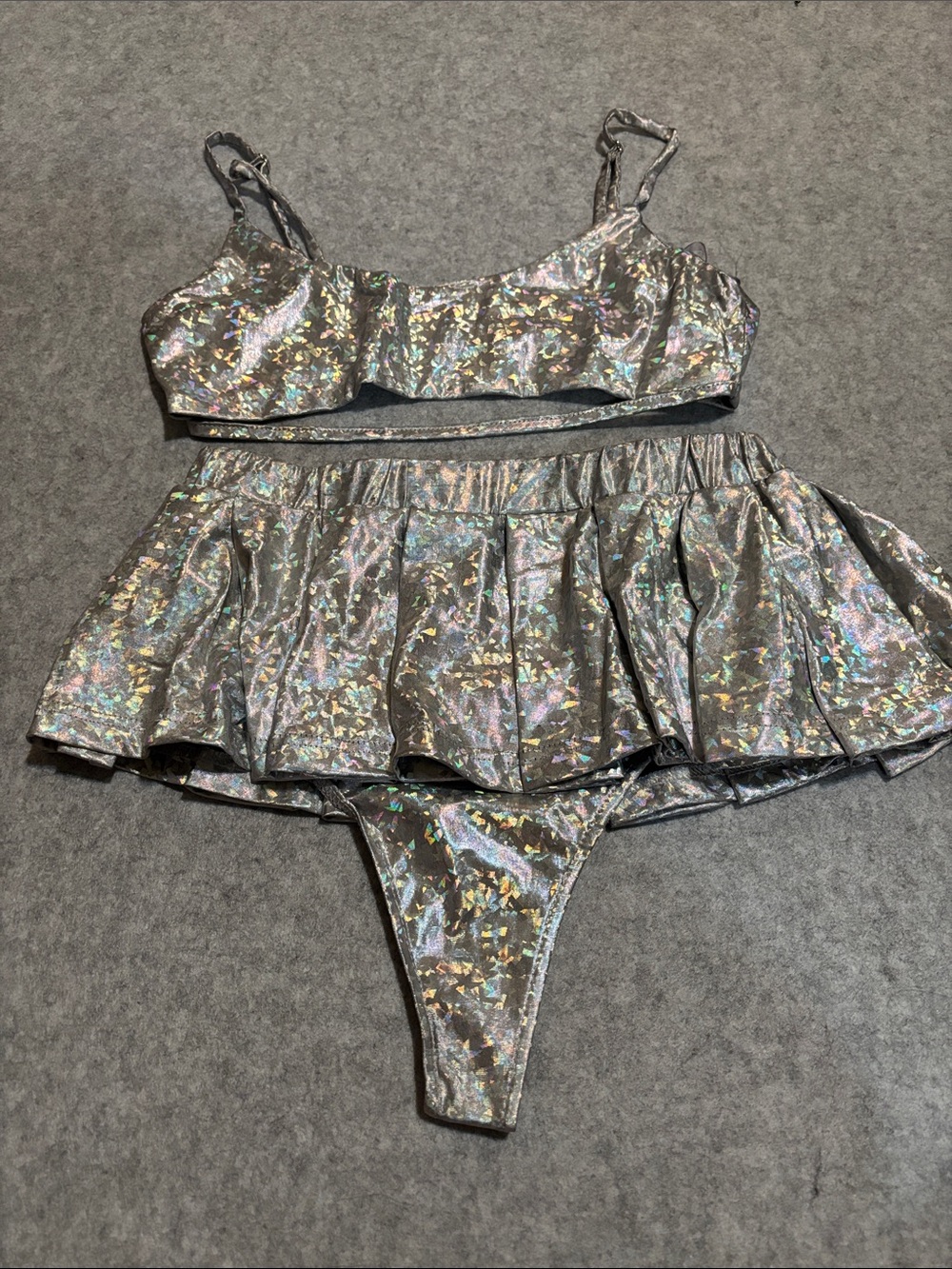 Hot & Delicious Holographic Silver Iridescent Space Rave Set